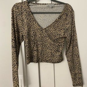 Cheetah print crop long sleeve top